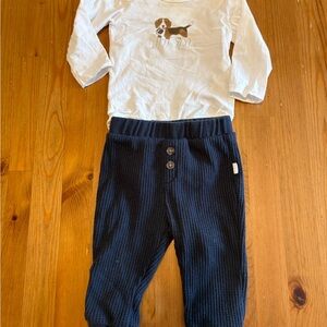 Petit Lem White and Navy Kids Matching Set beagle dog